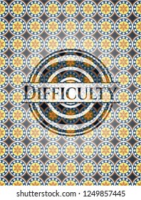 Difficulty arabesque emblem background. arabic decoration.