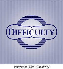 Difficulty badge with denim background
