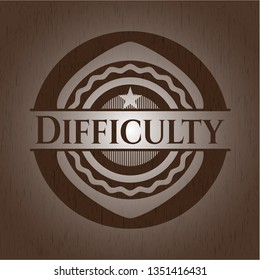 Difficulty badge with wooden background