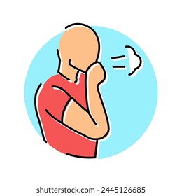 dificultad para respirar enfermedad síntoma color icono Vector dificultad para respirar enfermedad síntoma signo