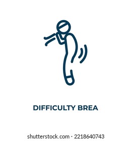 Difficulty breathing icon. Linear vector illustration. Outline difficulty breathing icon vector. Thin line symbol for use on web and mobile apps, logo, print media.