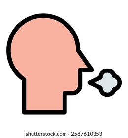 Difficulty Breathing Icon Respiratory Distress in Flat Line Color Style.