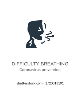 Difficulty breathing icon vector. Trendy flat difficulty breathing icon from Coronavirus Prevention collection isolated on white background. Vector illustration can be used for web and mobile graphic 