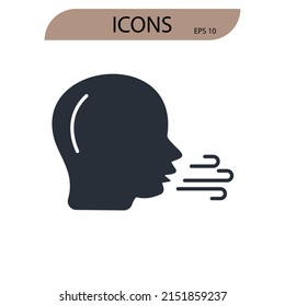 Difficulty breathing icons  symbol vector elements for infographic web
