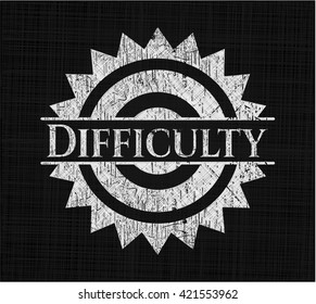 Difficulty chalk emblem, retro style, chalk or chalkboard texture