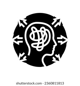 difficulty concentrating disease symptom glyph icon vector. difficulty concentrating disease symptom sign. isolated symbol illustration