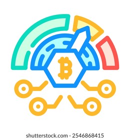 Dificultad de minería de criptomonedas Icono de color Vector. Dificultad de minería de criptomonedas Signo. Ilustración de símbolo aislado