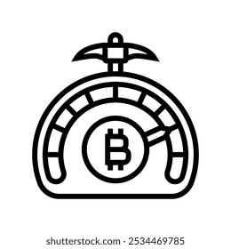 difficulty cryptocurrency mining line icon vector. difficulty cryptocurrency mining sign. isolated contour symbol black illustration