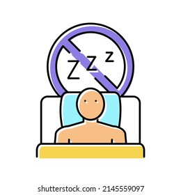 difficulty falling asleep at night color icon vector. difficulty falling asleep at night sign. isolated symbol illustration
