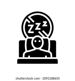 difficulty falling asleep at night glyph icon vector. difficulty falling asleep at night sign. isolated contour symbol black illustration