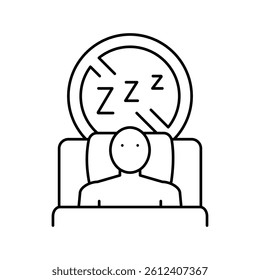 difficulty falling asleep at night line icon vector. difficulty falling asleep at night sign. isolated contour symbol black illustration