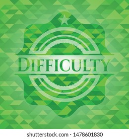 Difficulty green mosaic emblem. Vector Illustration. Detailed.