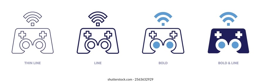 Difficulty level icon in 4 different styles. Thin Line, Line, Bold, and Bold Line. Duotone style. Editable stroke.