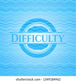 Difficulty light blue water wave emblem background.