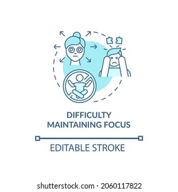 Difficulty maintaining focus concept icon. Inattentive sign abstract idea thin line illustration. Scattered thinking. Concentration difficulties. Vector isolated outline color drawing. Editable stroke