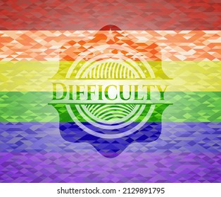 Difficulty on mosaic background with the colors of the LGBT flag. 