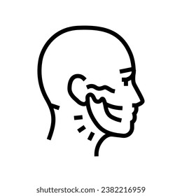 difficulty opening mouth disease symptom line icon vector. difficulty opening mouth disease symptom sign. isolated contour symbol black illustration
