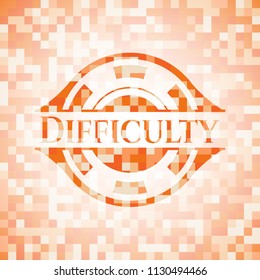 Difficulty orange mosaic emblem with background