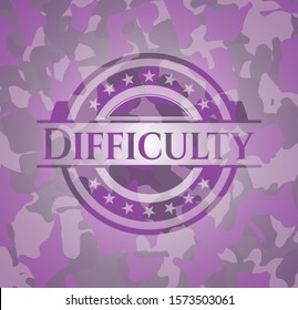 Difficulty pink and purple on camo pattern. Vector Illustration. Detailed.