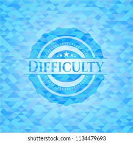 Difficulty realistic sky blue emblem. Mosaic background