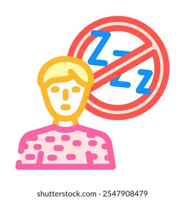 Schwierigkeitsgrad Schlafstörungen Symptom Farbe Symbol Vektor. Symptomzeichen für Schlafstörungen. einzelne Symbolgrafik