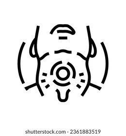 Schluckbeschwerden Symptomlinie Symbol Vektorgrafik. Schluckbeschwerden Symptomzeichen des Schluckbeschwerden. isoliertes Kontursymbol