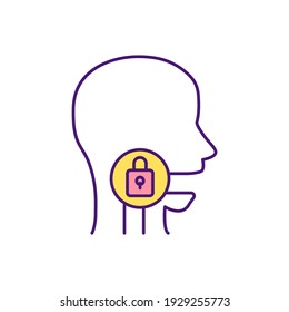 Difficulty Swallowing RGB Color Icon. Problem With Throat And Esophagus. Dysphagia. Inability For Swallowing Foods, Liquids. Gullet Problem. Coughing, Choking. Isolated Vector Illustration