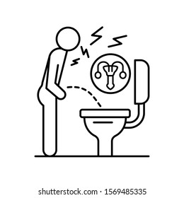 Difficulty urinating toilet icon. Simple line, outline vector of urology icons for ui and ux, website or mobile application on white background