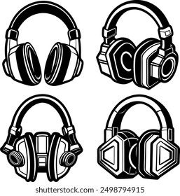 Diferentes Unick Vector moderno juego de auriculares silueta
