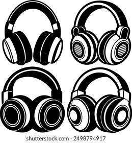diffrenete unick modern vector  gaming headphone silhouette