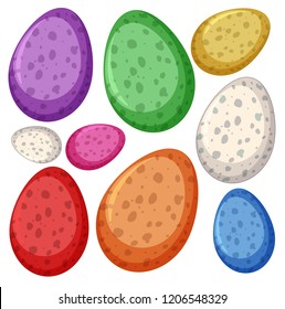 Diffrent colour dinosaur eggs illustration