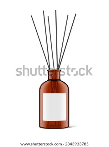 Diffuse bottle with aroma sticks mockup. Vector illustration isolated on white background. Сan be used for presentation your product. EPS10.	