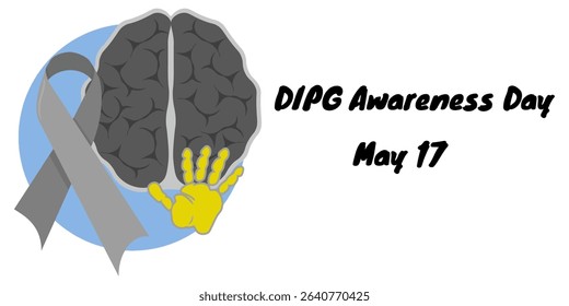 Diffuse Intrinsic Pontine Glioma or DIPG Awareness Day, horizontal poster, banner or flyer vector illustration about a medical topic