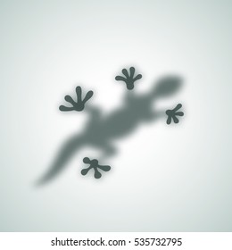 Diffuse Reptile Silhouette Shadow Abstract Vector Image. Lizard Gecko or Chameleon Sitting on a Matte Glass. Isolated.