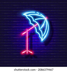 Diffuse umbrella for photography neon icon. Photo and video concept. Vector illustration for design, website, decoration, online store.