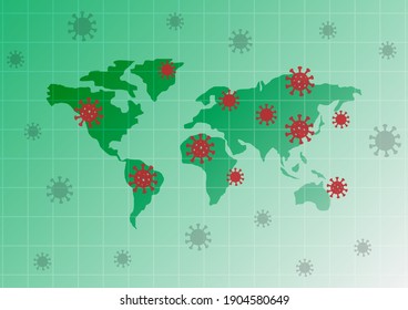 virus difuso covid-19 en fondo atlas