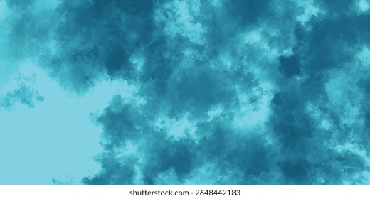 Diffused Teal and Sky Blue Pigments Merging Into an Abstract Cloud-Like Design

