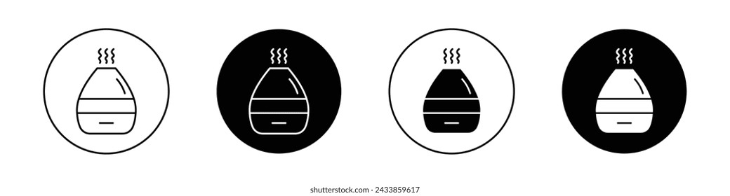 Diffuser Icon Set. Scent reed aromatherapy vector symbol in a black filled and outlined style. Air Fragrance Oil Aroma Sign.