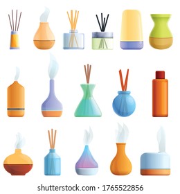 Diffuser icons set. Cartoon set of diffuser vector icons for web design