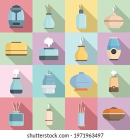 Diffuser icons set. Flat set of diffuser vector icons for web design