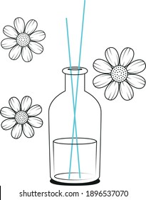 Diffuser line illustration with flowers