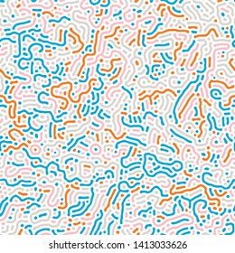 Diffusion reaction vector seamless pattern. Black and white organic shapes, lines pattern. Abstract Background illustration