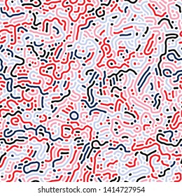 Diffusion reaction vector seamless pattern. Black and white organic shapes, lines pattern. Abstract Background illustration