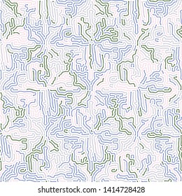 Diffusion reaction vector seamless pattern. Black and white organic shapes, lines pattern. Abstract Background illustration