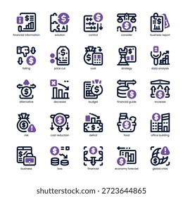 Diflation Icon pack for your website, mobile, presentation, and logo design. Diflation Icon dual tone design. Vector graphics illustration and editable stroke.