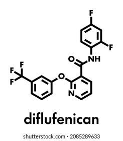 Diflufenican herbicide molecule. Skeletal formula.