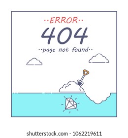  Dig for the diamonds but can not find them. 404 error page not found concept. 