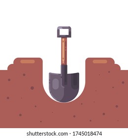 dig a hole in the ground with a shovel. flat vector illustration.
