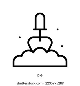 dig icon. Line Art Style Design Isolated On White Background