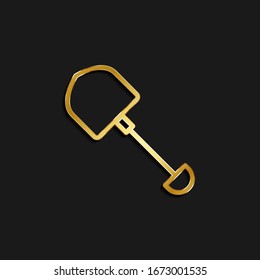 dig, shovel gold icon. Vector illustration of golden dark background